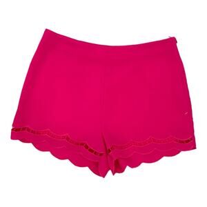 Lush Hot Pink Side Zip Eyelet High Waist Shorts Size Large